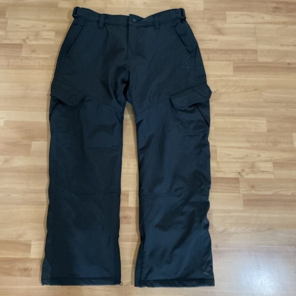 Gerry Mens XL Black Ski Snow Pants Fleece Lined Cargo Water Resistant